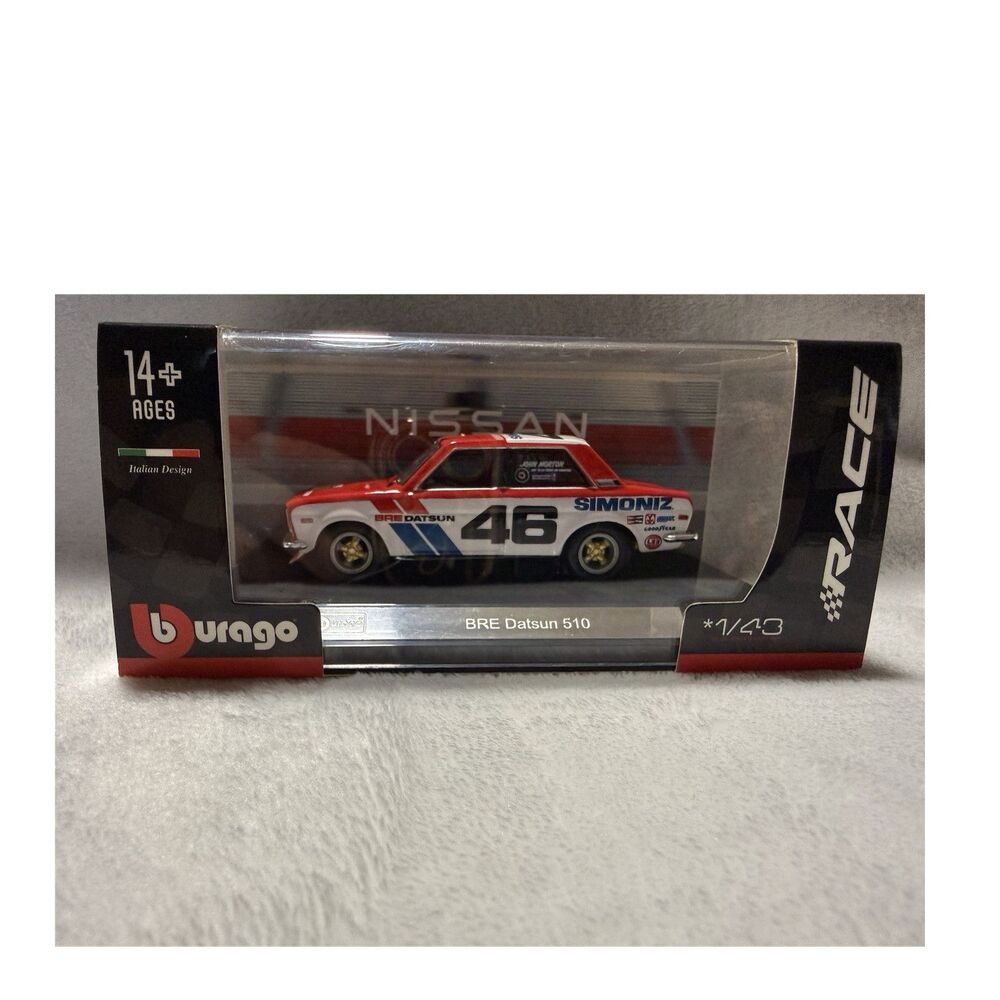 Bburago Race 1:43 1972 BRE Datsun 510 #46 Diecast Car Unopened Box